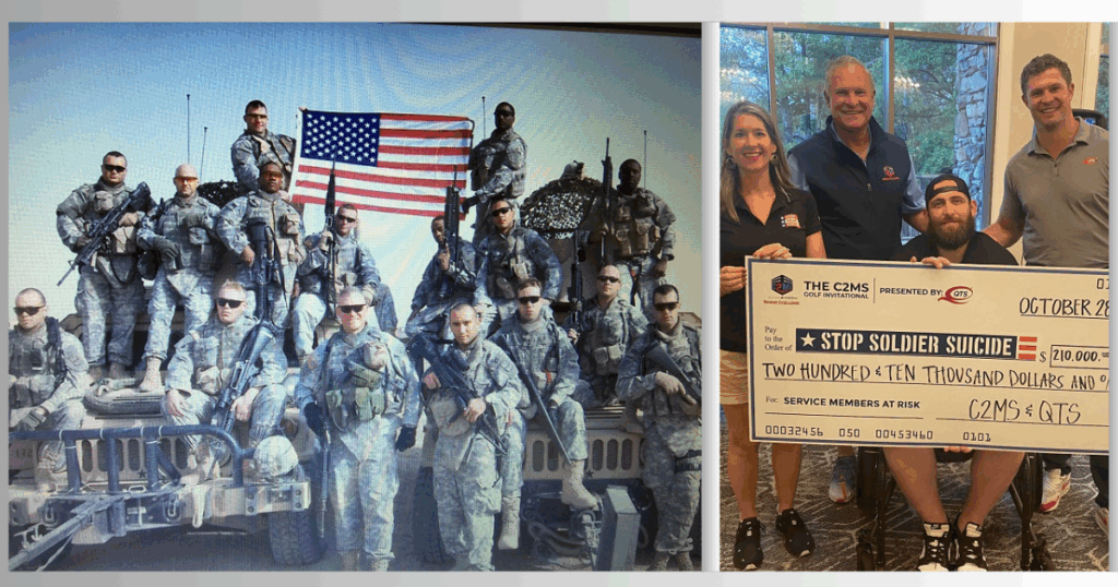 SCOTT WUESTNER photos of he and Military Soldiers and a big check given to Soldier Suicide org