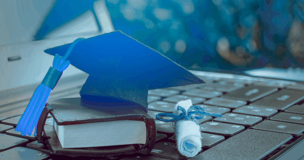 Books on a keyboard with a tassle