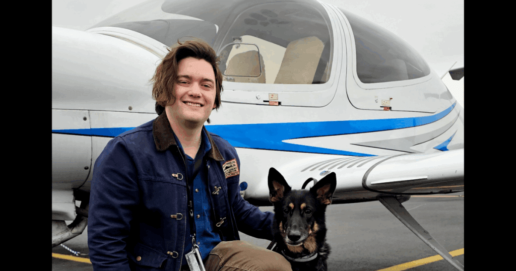 Balancing Flight, Family & Service: John Farris Soars at MTSU John Farris with his German Shepard