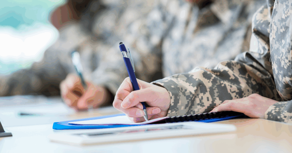 veterans filing out paperwork