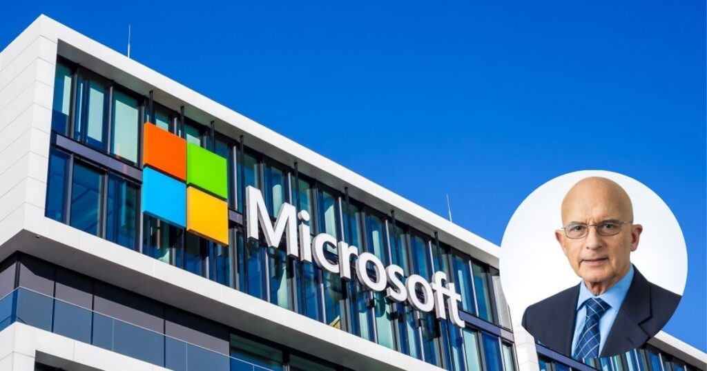 Marine Chris Cortez headshot inserted on Microsoft building