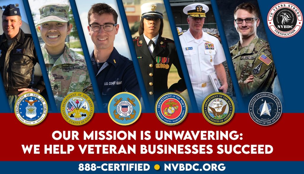From every branch of service to every corner of the business world—NVBDC-certified veteran entrepreneurs are building America’s future. Our mission is unwavering: We help veteran businesses succeed.