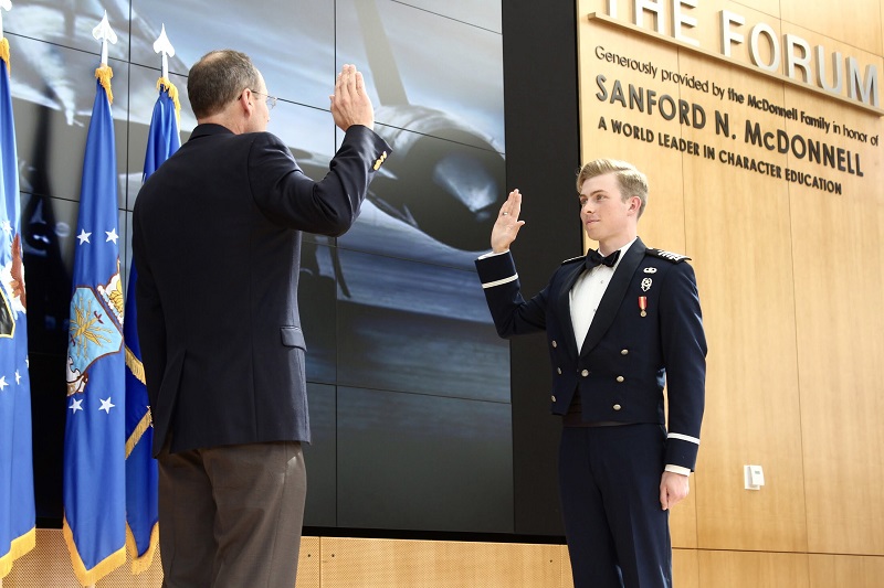 Sam&rsquo;s dad, Seth, commissioning him into the USAFANNE ECKHOLM