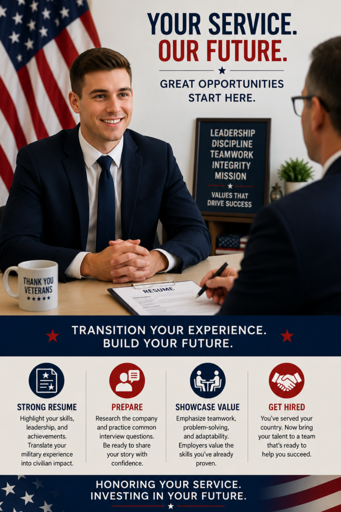 young veteran interviewing for a job