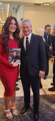 Gary Sinise and USVM President and Founder Mona Lisa Faris at the Heroes Linked Gala held on Nov. 17, 2023, at the Beverly Hilton Hotel in Beverly Hills, CA